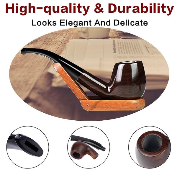 Tobacco Pipe Ebony Smoking Pipe With 10 Filter Element + Scraper64178813392257113
