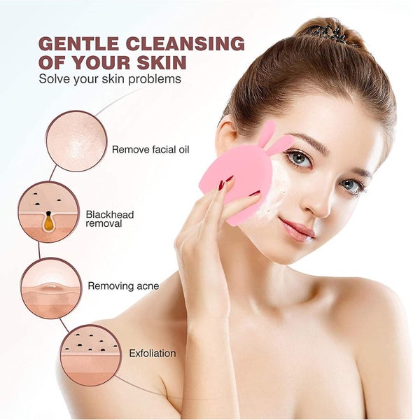 4pcs Silicone Scrubbies Facial Cleansing Brush Cartoon Cat Paw Shape Carousel 5