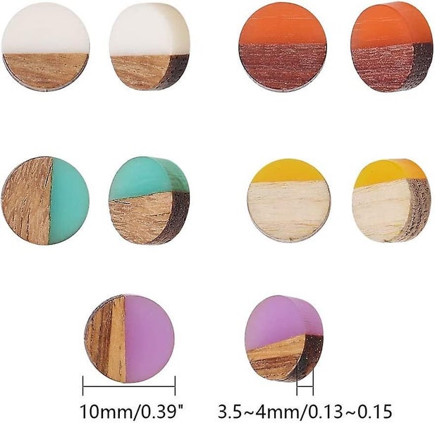 50pcs Resin Wooden Blanks Flat Round Geometric Rhombus Wood Cabochons Vintage Re Carousel 2