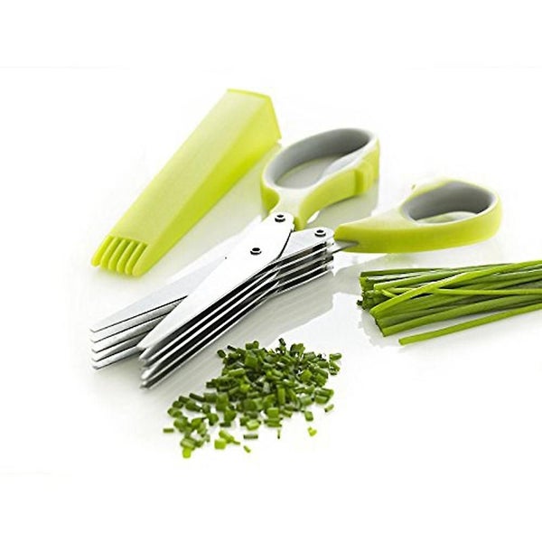 Herb Scissors Multipurpose Kitchen Mincing Shear 5 Blades And Cover Carousel 1