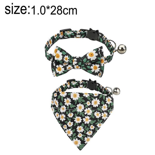 2 Pack Cat Breakaway Collar Bow Tie Daisy Floral Color Collar Breakaway Collar Carousel 2