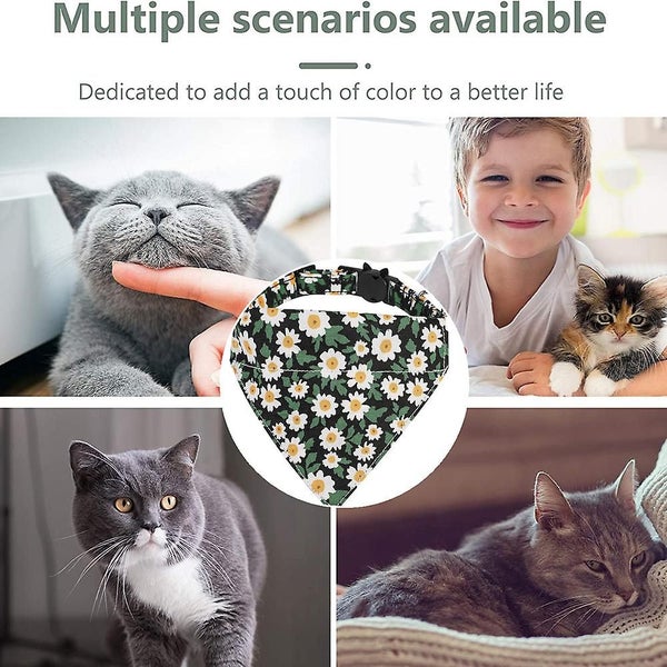 2 Pack Cat Breakaway Collar Bow Tie Daisy Floral Color Collar Breakaway Collar Carousel 5