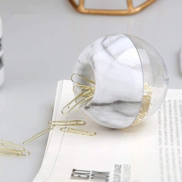Compatible Magnetic Paper Clip Holdermarble White Holder With Gold Paper Clips Carousel 4