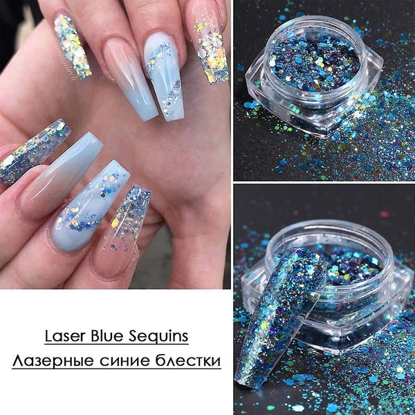 Holographic Glitter Nails Sequins, 6boxes 3d Colorful Shining Nail , Nail Spark Carousel 2