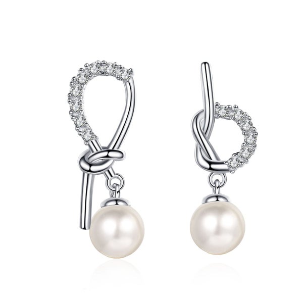 Freshwater Pearl Moissanite Stud Earrings S925 Silver Platinum Plated -PM262949053967490116