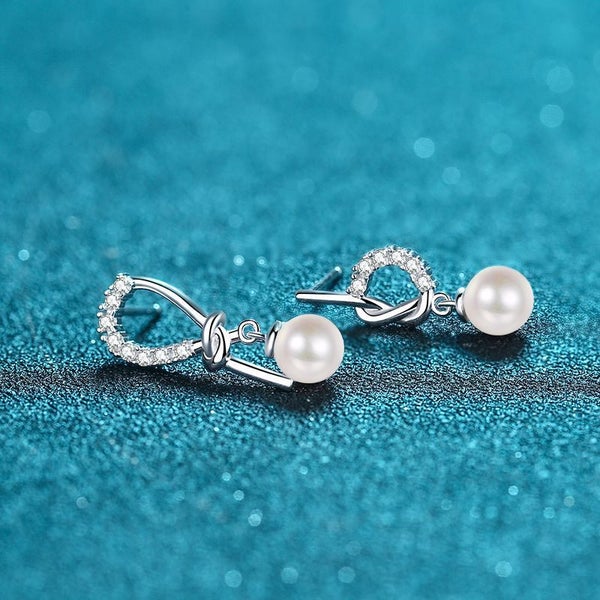 Freshwater Pearl Moissanite Stud Earrings S925 Silver Platinum Plated -PM262949053967490112