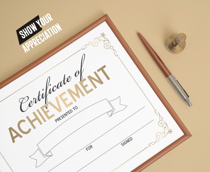 Inkdotpot Pack Of 25, Golden Certificate of Completion Award Certificate For Carousel 2
