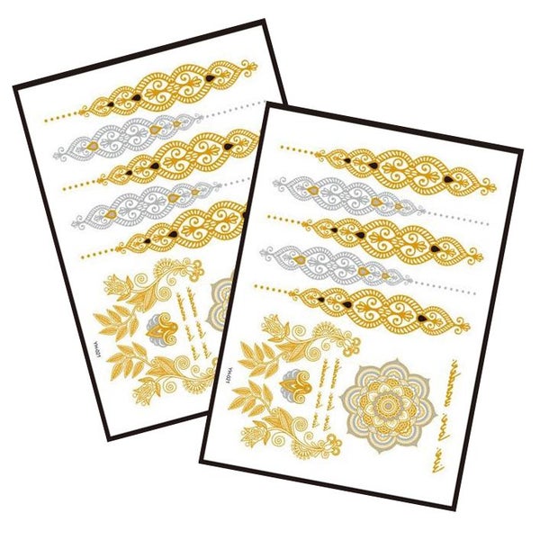 Metallic Temporary Tattoo Gold Silver Glitter Party Body Sticker Waterproof 2... Carousel 1
