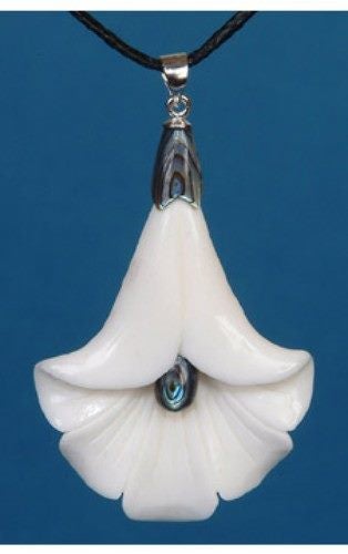 Pendant - Bone Flower with Paua Carousel 1