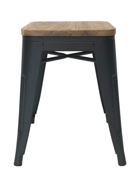 Amelie 46cm Stool - Matt Black / Natural Elm Wood Carousel 1