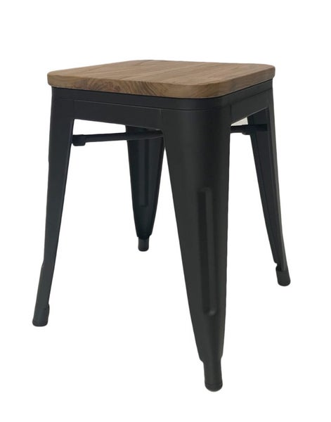 Amelie 46cm Stool - Matt Black / Natural Elm Wood Carousel 2