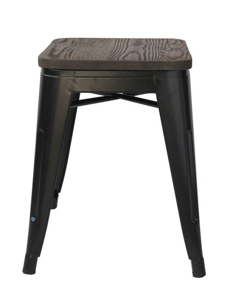 Amelie 46cm Stool - Matt Black Dark Elm/Wood Seat Carousel 1
