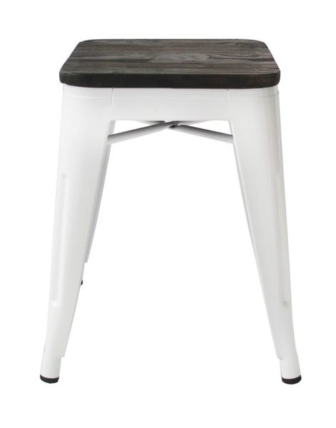 Amelie 46cm Stool - White Dark Elm/Wood Seat Carousel 1