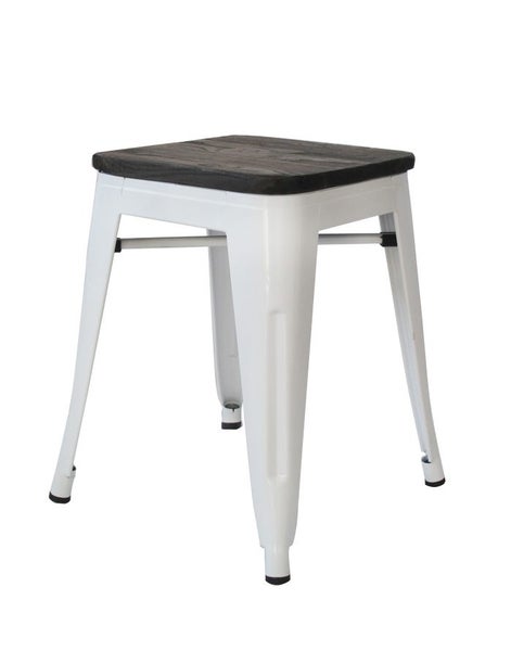 Amelie 46cm Stool - White Dark Elm/Wood Seat Carousel 2