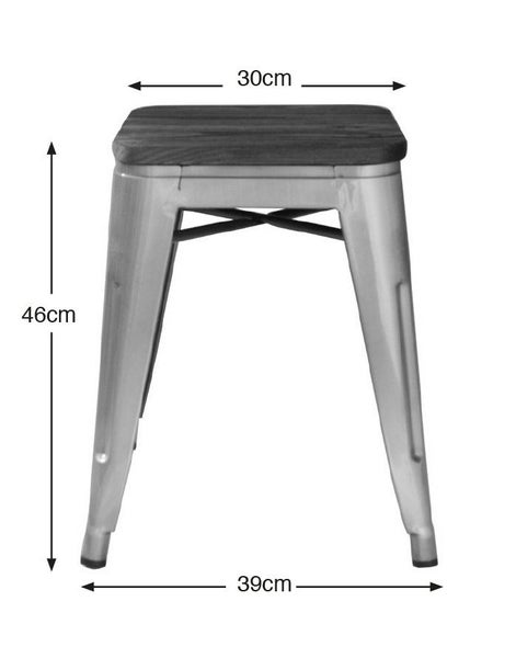 Amelie 46cm Stool - White Dark Elm/Wood Seat Carousel 3