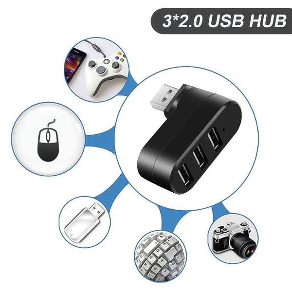3 Ports Hub Usb 2.0 Mini Rotate Splitter Adapter For Macbook Pc Notebook Laptop Carousel 5