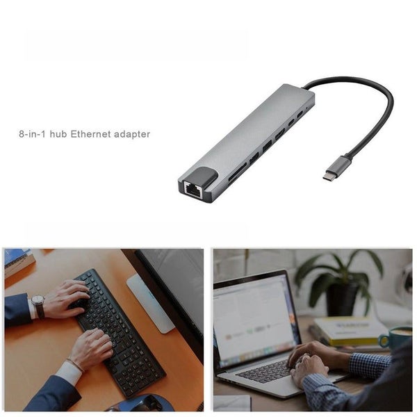 8 In 1 Usb C Hub Type To Hdmi Compatible Rj45 Ethernet 3.0 Ports Sdtf Card Read Carousel 4