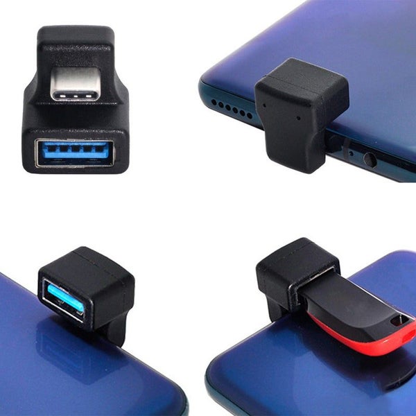 180 Degree Up Down Angled Type C Usb Female Extension Adapter For Cell Phone Tab Carousel 5