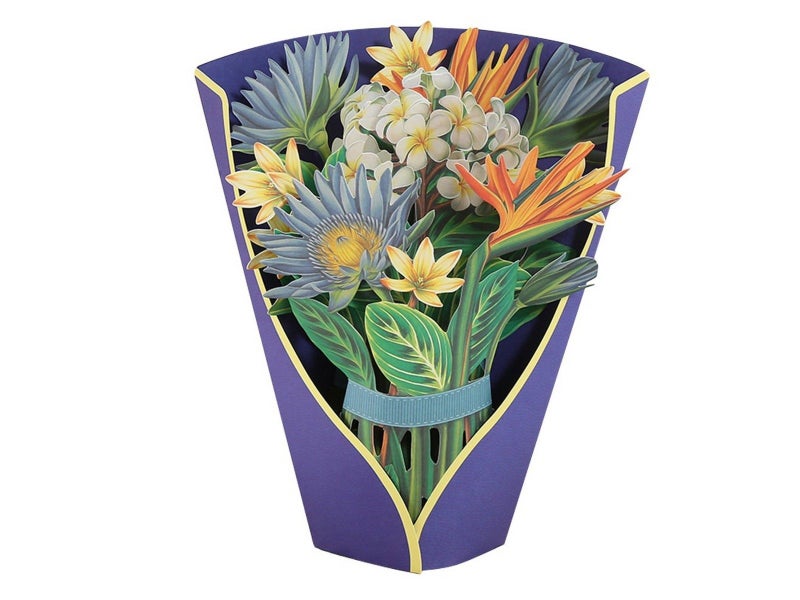 3D Pop Up Bird of Paradise Bouquet Greeting Cards Kit Mothers Day Flower Bouquet Carousel 2