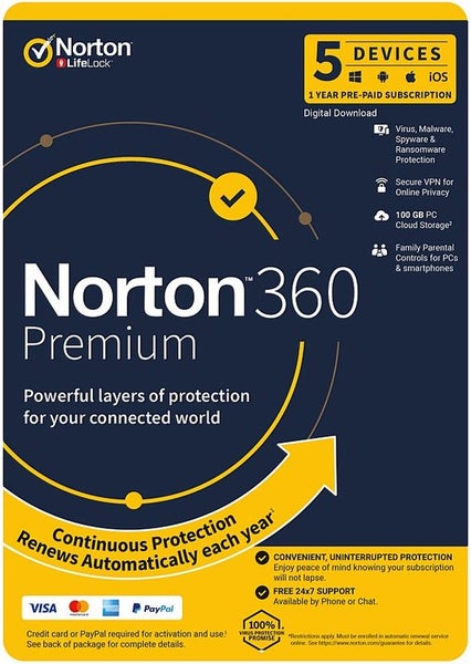Norton 360 Premium 100GB 5 Device 12 Month Subscription Carousel 1