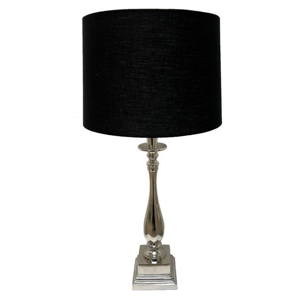 TABLE LAMP - ALUMINIUM/NICKEL FINISH /SH- BLACK LINEN Carousel 1
