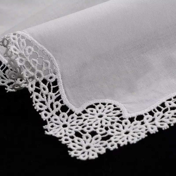 White Lace wedding handkerchief in 100% premium cotton "Maisie" Carousel 1