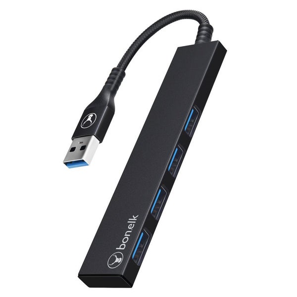 Bonelk Long-Life USB-A to 4 Port USB 3.0 Slim Hub (Black) Carousel 1