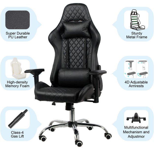Elite 4D Armrest Gaming Chair Blue New Carousel 2