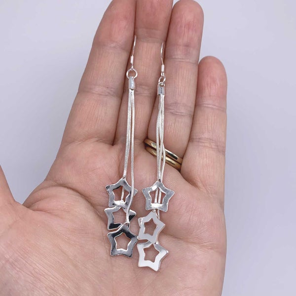 925 Sterling Silver Dangle Triple Star Earrings "Matariki" Carousel 2