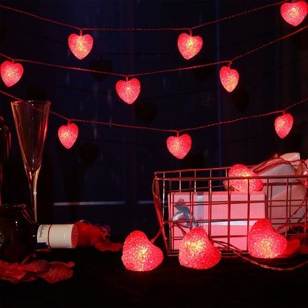 3M 20 LED Heart String Lights Valentines Day Heart Plastic Light Set Battery Carousel 1