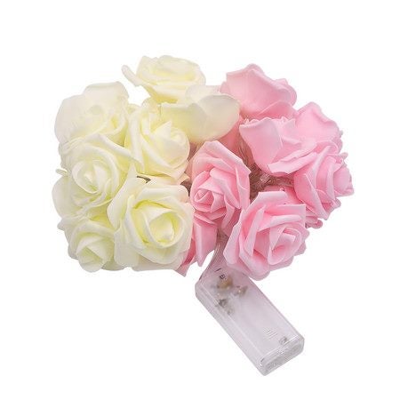 6M 40 LED Rose Lights Valentine Garland w/ Lights Battery Operated Pink Red Rose Carousel 7