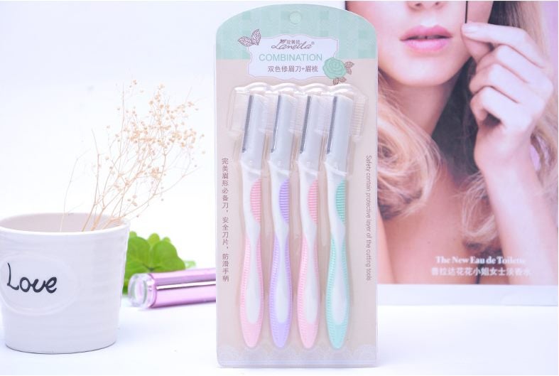 New 4pcs/SET 3 in 1 Eyebrow Brush Eyebrow Razor comb Carousel 5