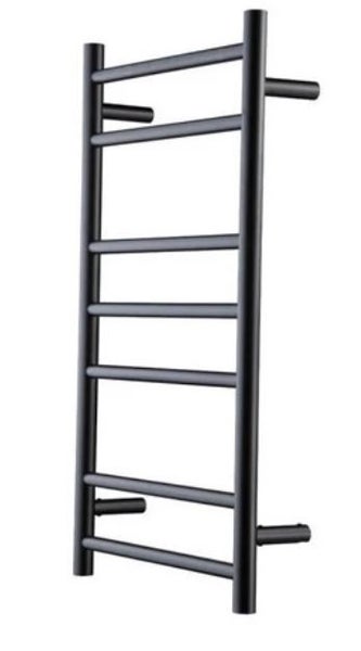 HEATED TOWEL RAIL STAINLESS STEEL - MATTE BLACK FINISH 7 BARS 500MM WIDE Carousel 1
