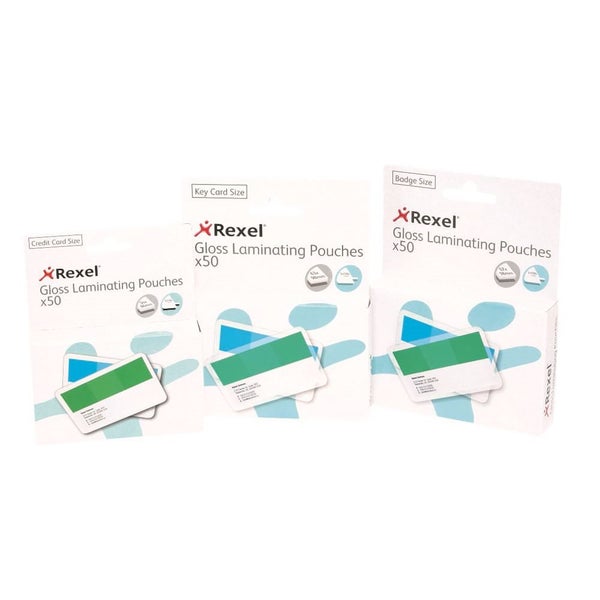 Rexel Laminating Pouch 67x98mm 180 Micron Pk50 Carousel 1