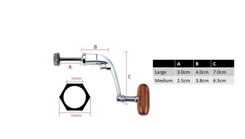 PTN MEDIUM Wood Fishing Reel Handle Spinning Replacement Handle Arm A4820 Carousel 2