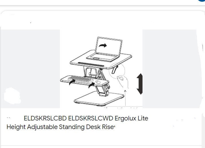 Ergolux Lite Height Adjustable Sit Stand Desk Riser (Compact) Carousel 2