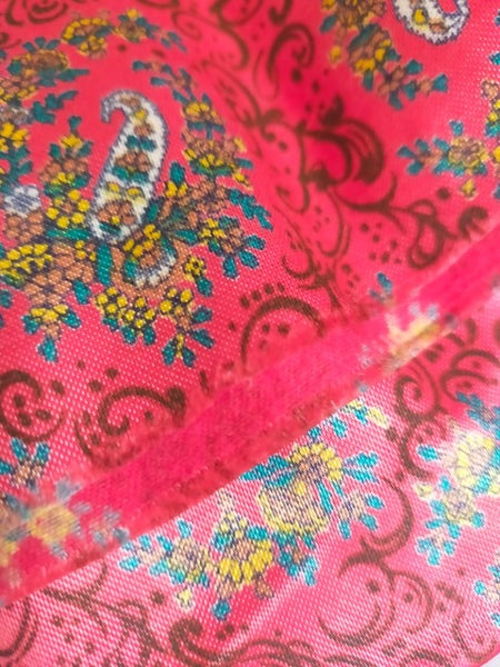 Vintage brushed back sateen cotton, paisley red Carousel 2