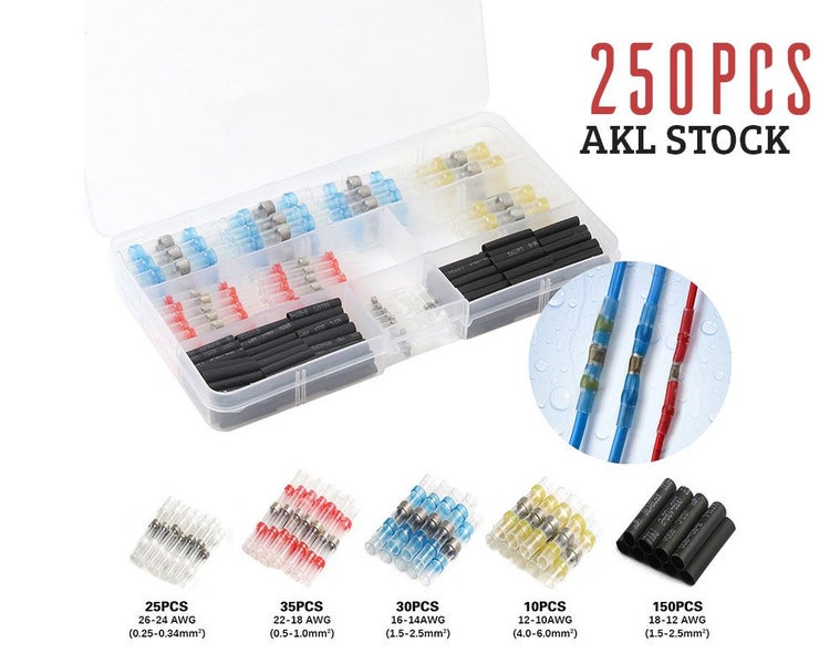 Solder Seal Sleeve Heat Shrink Butt Wire Connectors Terminals 250PCS Carousel 1
