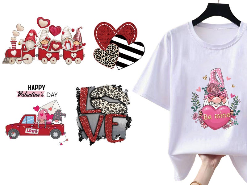 10 X Valentines Day Iron on Heat Transfer Film Sticker Clothes T Shirt DIY Patch Carousel 1