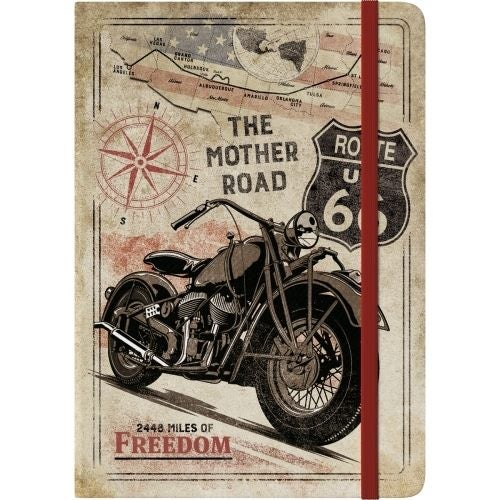 Nostalgic Art A5 Notebook Route 66 Bike Map Stationery 128 Pages w Hard Cover Carousel 1