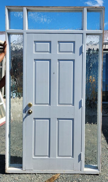 SALE Wooden Entranceway Door with Sidelights & Toplights 2.4 H x 1.4 W #SDI9 Carousel 2