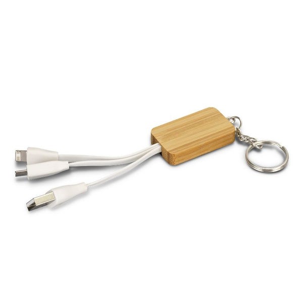 Charging Cable Key Ring - Rectangle Bamboo (10 Units) Carousel 1