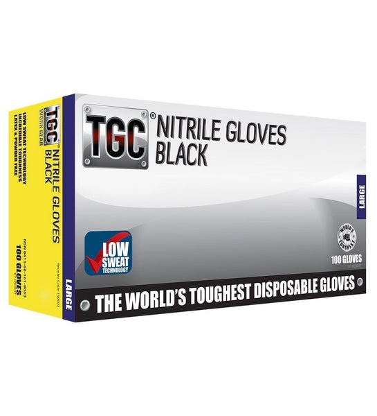 TGC Black Nitrile Disposable Gloves Carousel 1