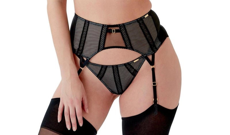 Gossard Shadow Mesh 19202 Deep Suspender Belt Black Grey (BGY) CS Carousel 1
