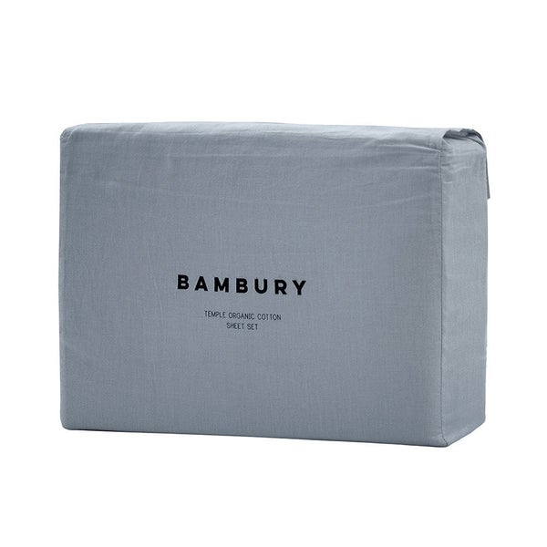 Single Temple Organic Cotton Sheet Set Steel Blue- Bambury Carousel 1