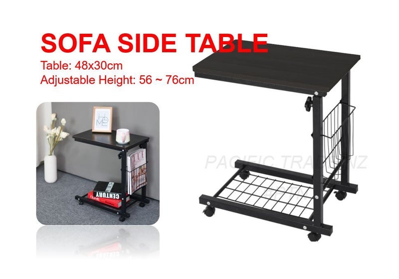 PTN BLACK Adjustable Laptop Desk Table + Castors Bedside Notebook Table Stand Carousel 1