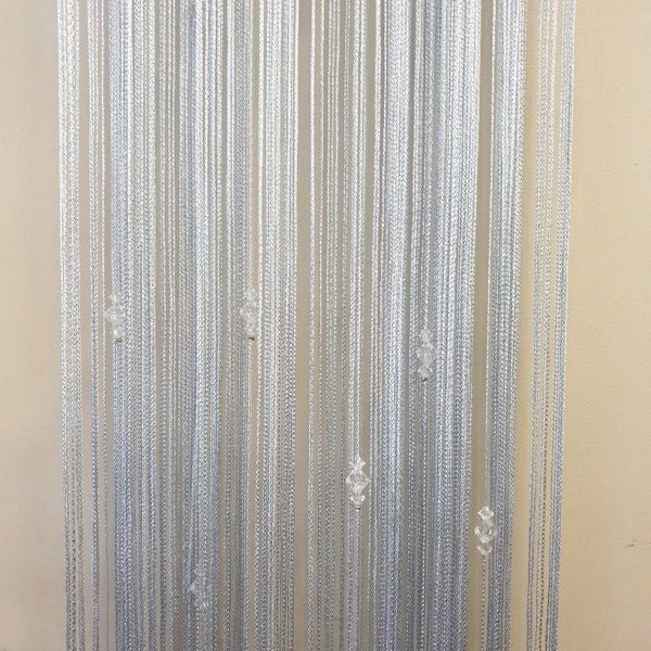 Beaded String Curtain 1 m x 2 m-Silver Grey Carousel 1
