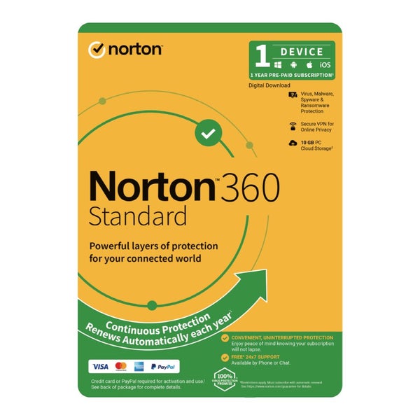 Norton 360 Standard 10GB PC Cloud Storage 1 User 1 Device 1 Year Subscription Carousel 1