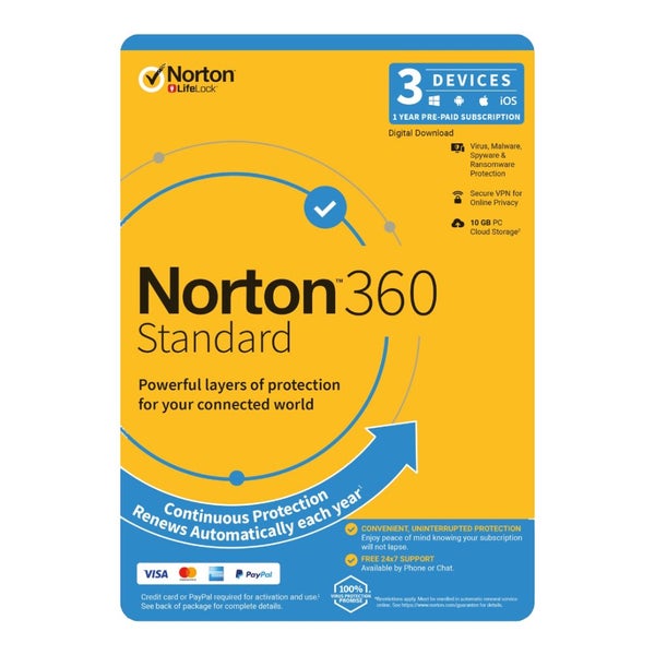 Norton 360 Standard 1 User 3 Devices 1 Year Subscription 10GB PC Cloud Storage Carousel 1