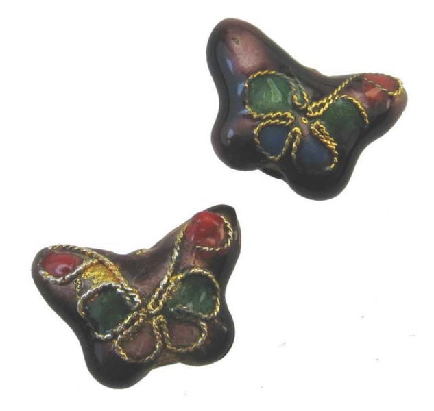 Beads - Cloisonne - 11x15mm Butterfly 6pcs - Set of 2 Carousel 1
